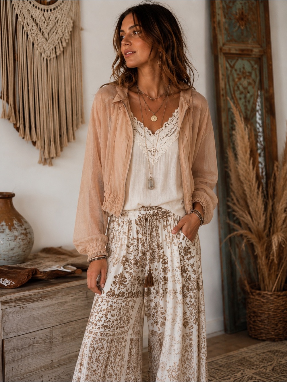 A'Reve Blush Mesh jacket with Lace Trim